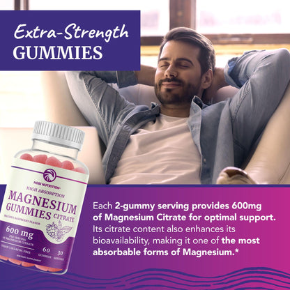 Magnesium Citrate Gummies | 600mg | High Absorption Magnesium for Calm