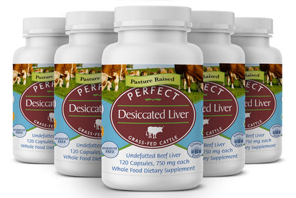 Perfect Supplements – Perfect Desiccated Liver – 120 Capsules - Undefatted Beef Liver – Natural Source of Protein, Iron, Vitamins A & B
