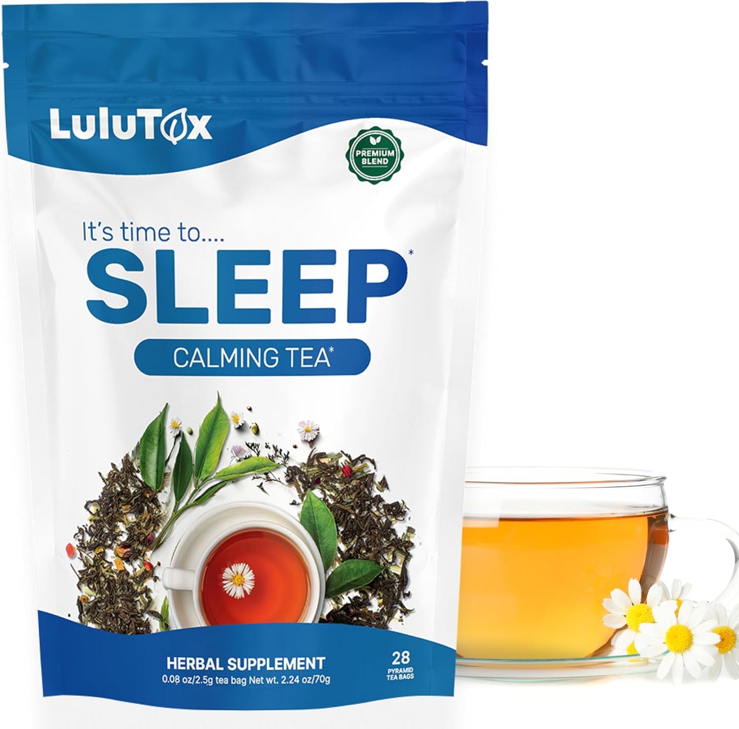 LULUTOX Herbal Tea & Sleep Support Bundle – Detox Herbal Tea (28 Servings) + Deep Sleep Tea (28 Bags) + Sleep Patches (28 Ct)