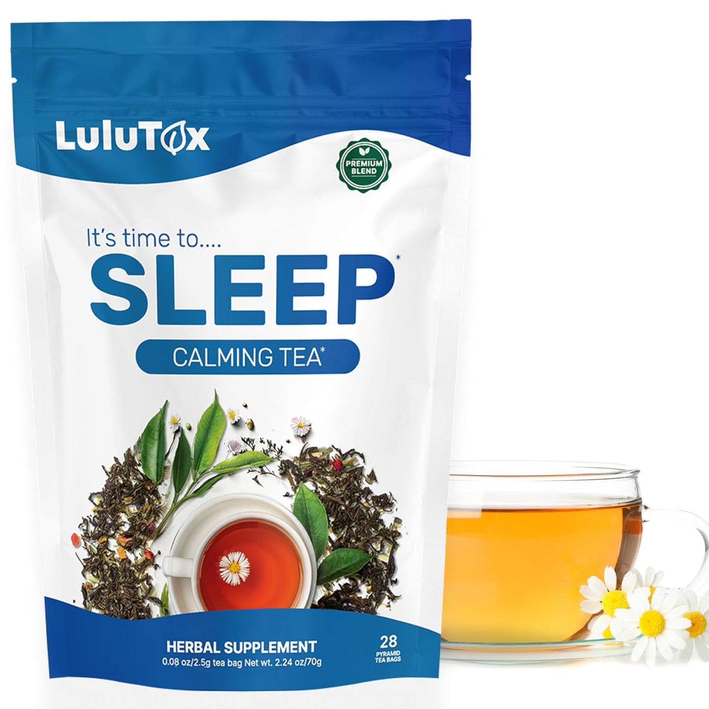 Lulutox Herbal Tea Bundle – Chamomile Lavender Herbal Tea (28 Tea Bags) & Peach Herbal Tea (84 Servings) – Caffeine-Free Herbal Tea Variety Pack