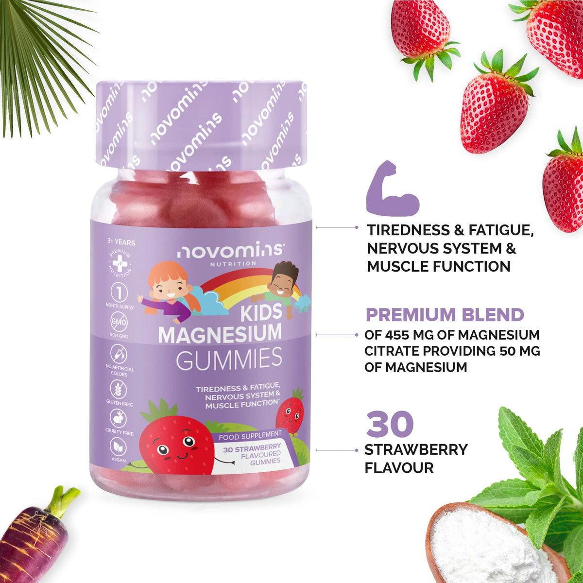 Kids Magnesium Gummies – Vegan - 1 Month Supply – Childrens Supplements – 30 Chewa