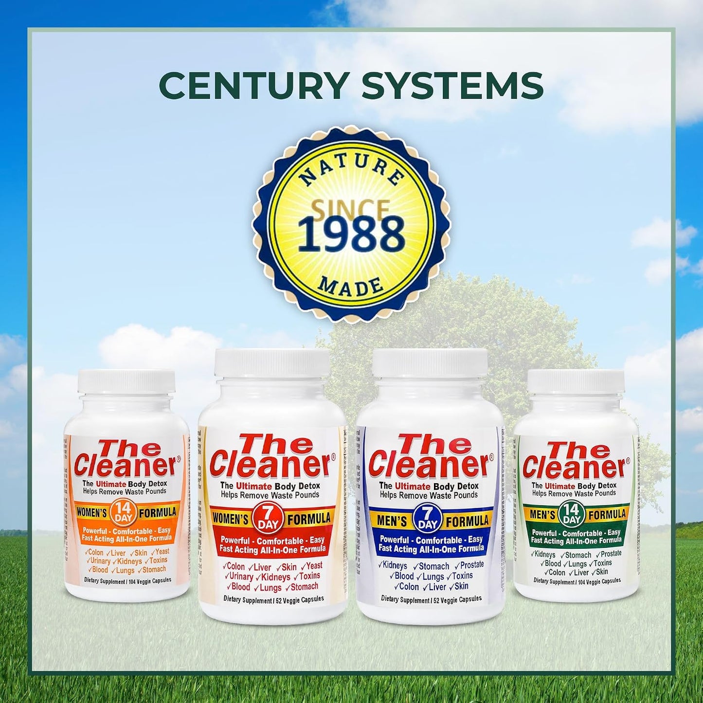 Century Systems The Cleaner Detox, Powerful 7-Day Complete Internal Cleansing Formula for Men, Support Digestive Health, 52 Vegetarian Capsules