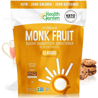 Health Garden Monk Fruit Sweetener, Golden Sugar Substitute - 2.5 lb