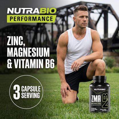 NutraBio ZMA Supplements for Men & Women- Zinc Magnesium Supplements to Support Hormone Levels, Peak Performance, Sleep, Muscle Recovery, Immune Health, 180 Ct.