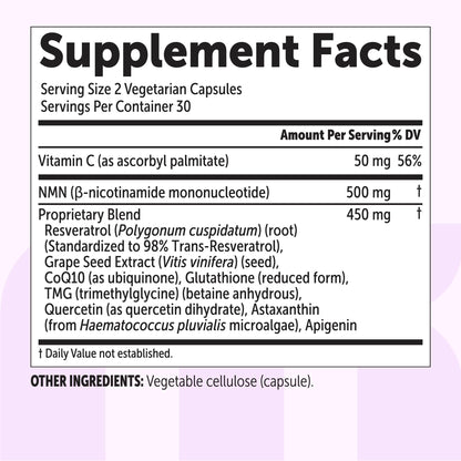 Micro Ingredients NMN Complex 1000mg Per Serving, 120 Veggie Capsules | 10-in-1 with Nicotinamide Mononucleotide, Resveratrol, CoQ10, Quercetin & Glutathione | NAD+ Supplement Precursor | Filler Free