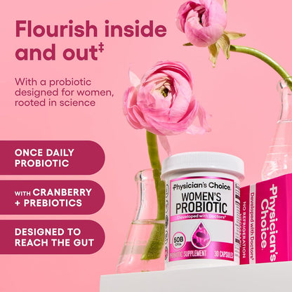 Physician's CHOICE Women’s Probiotic 30ct + Bloat & Gas Probiotic 30ct - Advanced Digestive Health Bundle for Women