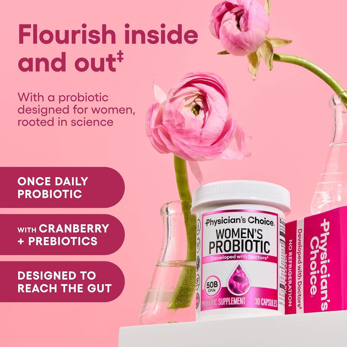 Physician's CHOICE Women's Probiotic 30 Count + Easy Mix Fiber Bundle