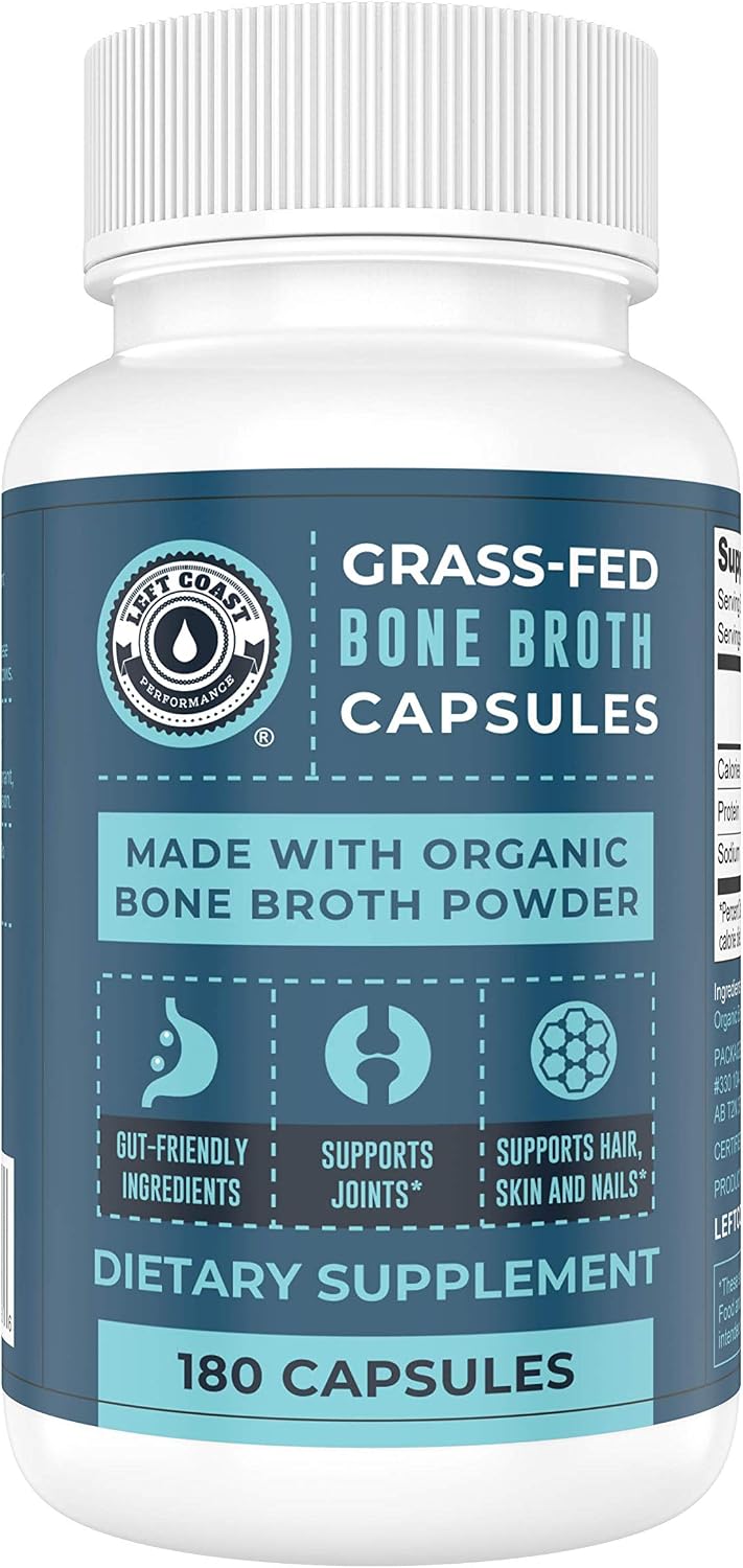 Left Coast Performance 120ct Multi Collagen Capsules with Biotin and 180ct Organic Bone Broth Capsules