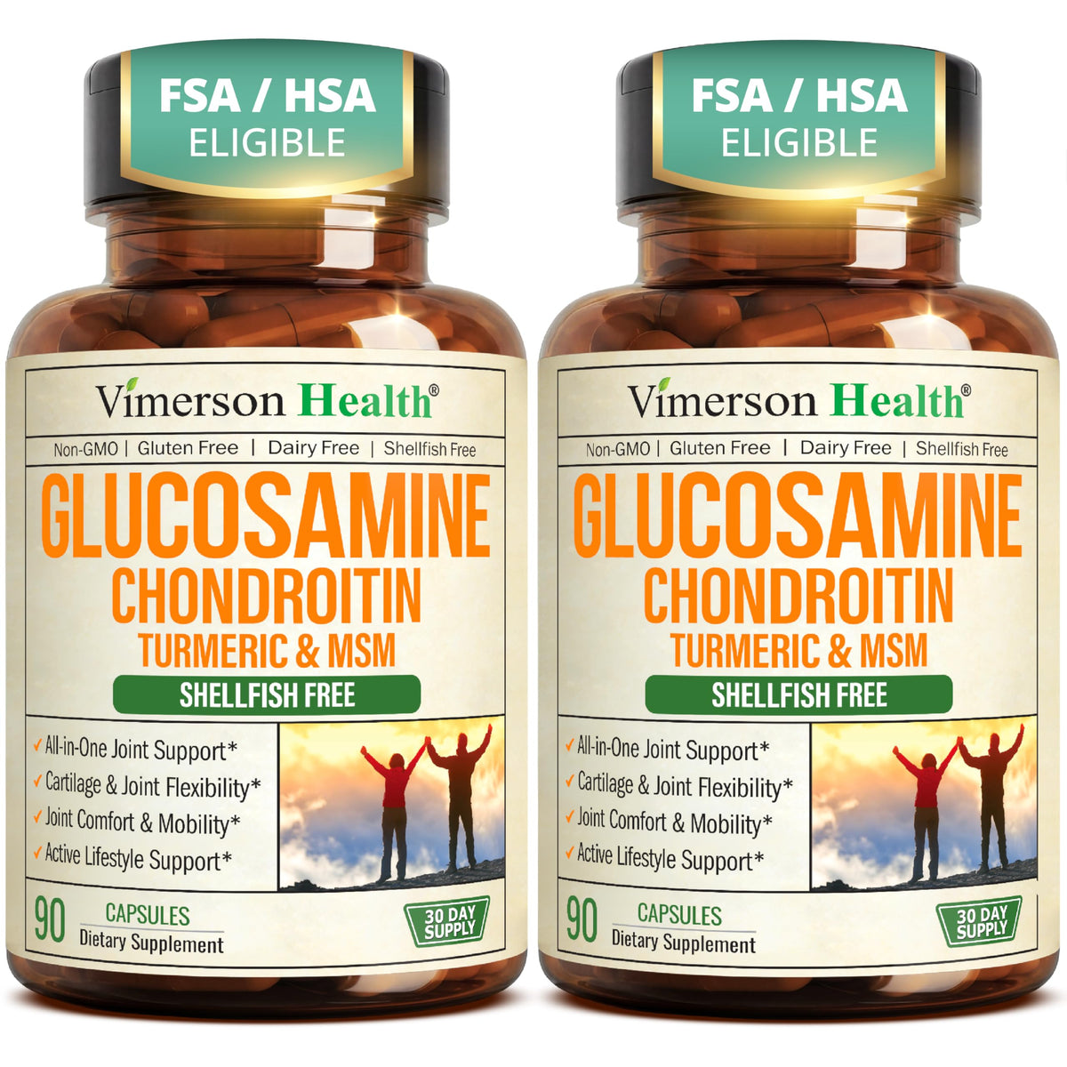 Glucosamine Chondroitin MSM Joint Support Supplement for Women & Men 90 Ct