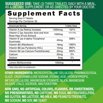 Basic Brands Aller Vite Nasal Support Tablets, 100 Tablets | Seasonal Allergy Relief, High Bioflavonoid Complex with Vitamins and Calcium, Gluten Free, Daily Supplement