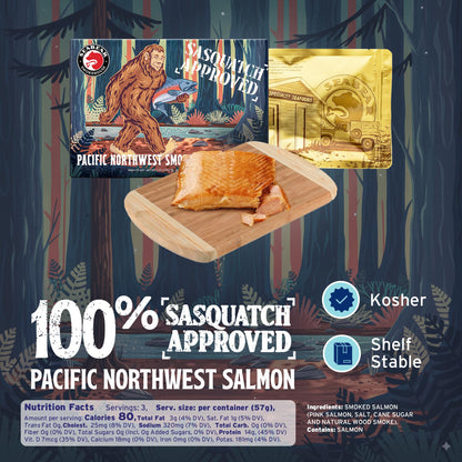 SeaBear Smoked Salmon Trio 18oz (3 x 6oz) Fillets Gift Box – Wild Alaska Sockeye, Wild Pink & Coho Fillets, Shelf Stable, Ready to Eat, 18 Ounce (3 x 6 Ounce) Filets