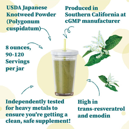 Nature Restore Japanese Knotweed Extract Powder (8 oz). Natural Trans-Resveratrol for Longevity, Sirtuin Activation & Cellular Aging. Also Known as Polygonum Cuspidatum