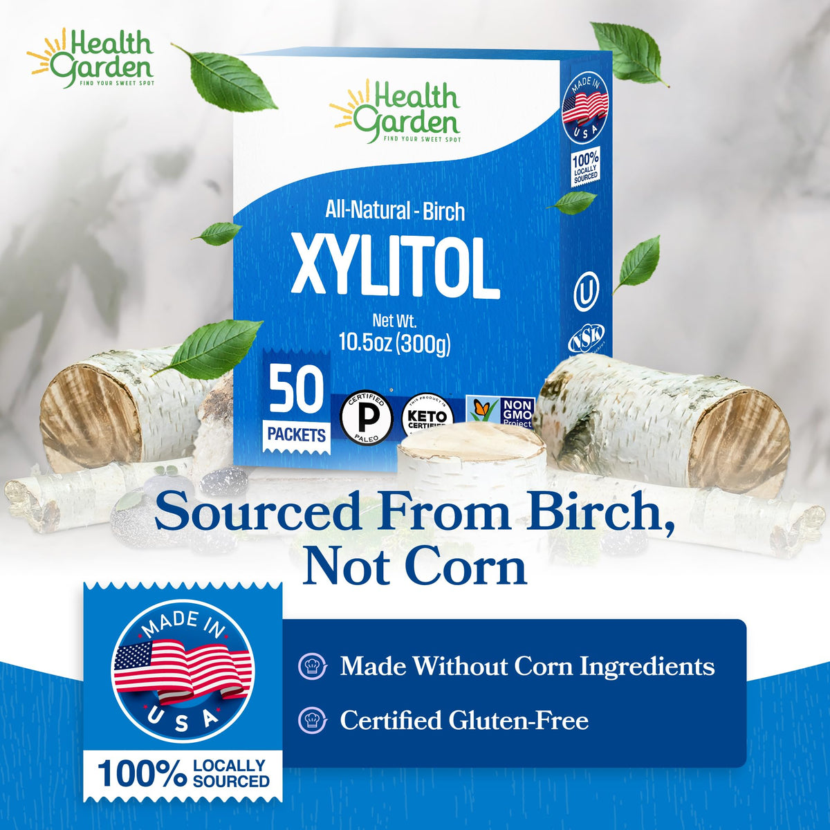Health Garden Birch Xylitol Sweetener - Xylitol Sugar Substitute - 15 oz