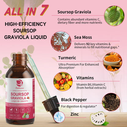 (2 Pack)Whole Soursop Graviola Leaf Extract Liquid Drop with Irish Sea Moss | Herbal Soursop Bitters Liquid for Cell Support & Regeneration, Immunity and Gut Health丨Vegan, Non-GMO, Natural Flavor,1 Fl Oz