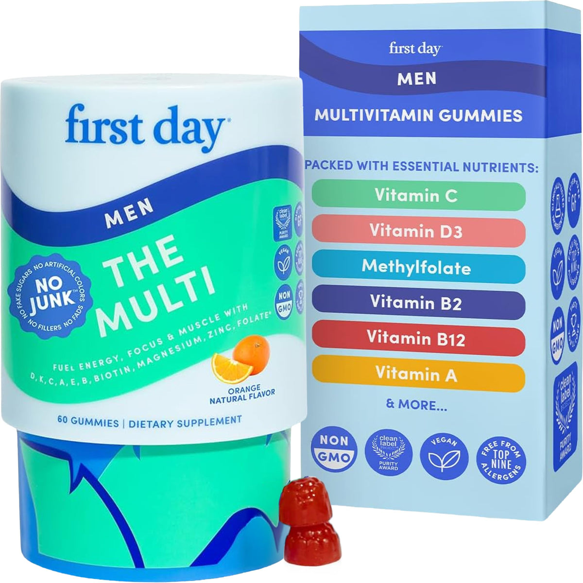 FIRST DAY Women's Multivitamin Gummies with Methylated Folate, 60 Gummies