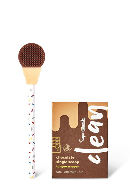 SuperMouth Toddler & Kids Tongue Scraper 2-5, Bad Breath, Chocolate
