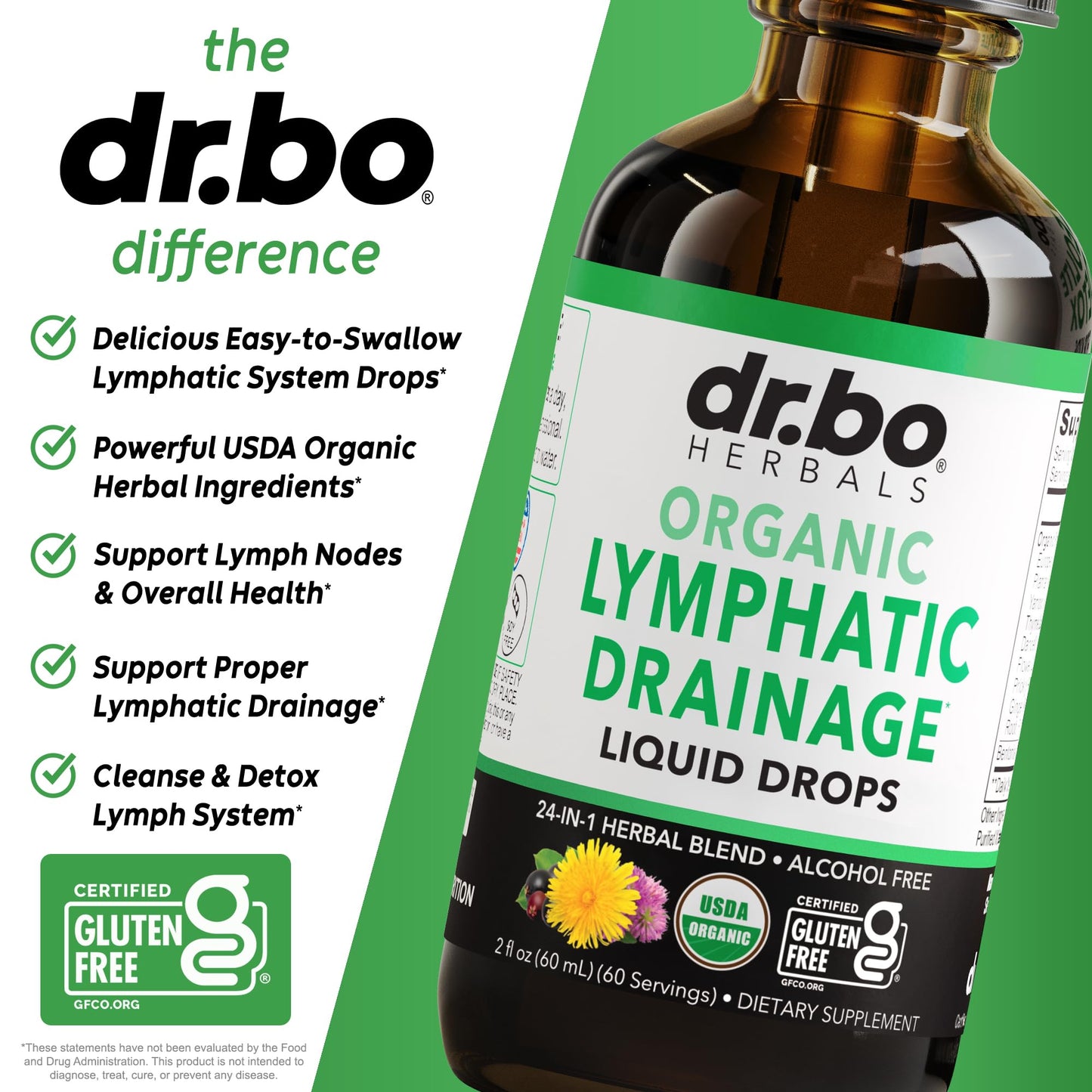 Lymphatic Drainage Supplements Drops - Organic Lymphatic Support Liquid Drops Cleanse with Echinacea, Lymph System Support Supplement, Lymph Node Detox Cleanse System Drainage - 1oz Non-GMO Organics