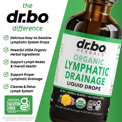 Lymphatic Drainage Supplements Drops - Organic Lymphatic Support Liquid Drops Cleanse with Echinacea, Lymph System Support Supplement, Lymph Node Detox Cleanse System Drainage - 1oz Non-GMO Organics
