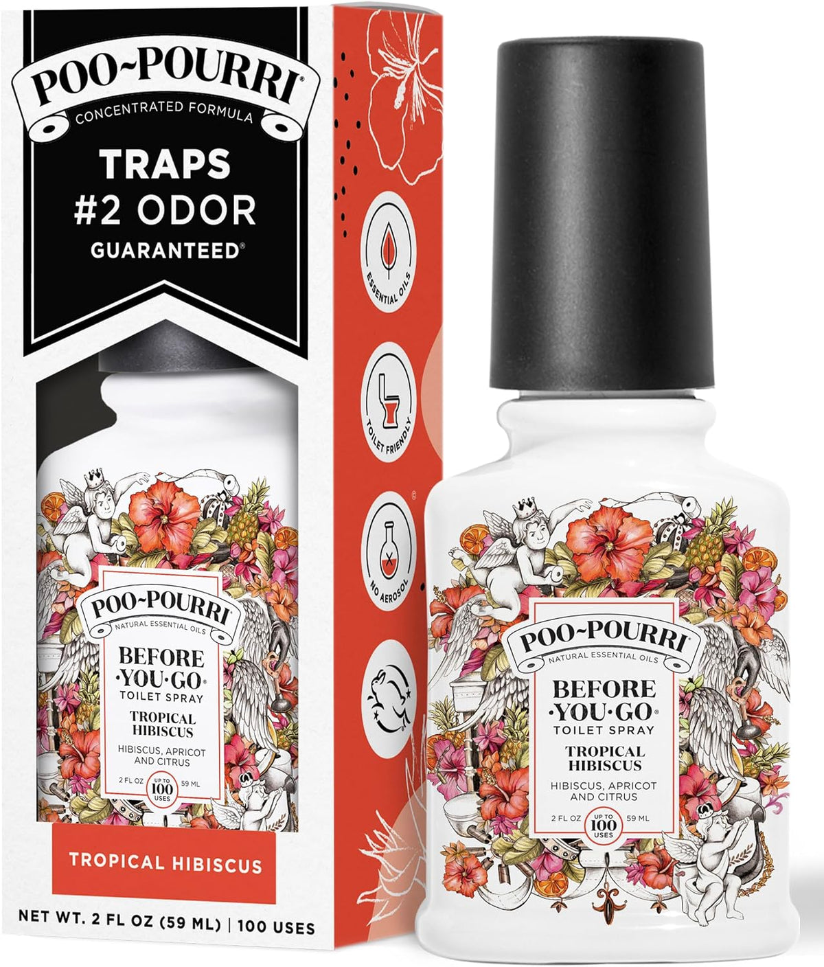 Poo-Pourri Before-You-Go Toilet Spray, Tropical Hibiscus, 2 Fl Oz - Hibiscus, Apricot and Citrus