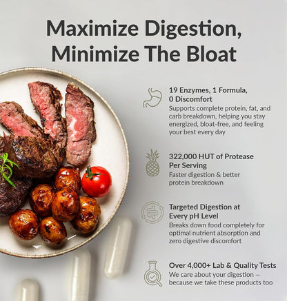 BiOptimizers MassZymes Digestive Enzymes - Probiotic Breakthrough Bundle – Gut Health & Bloating Relief – Prebiotic & Enzyme Support for Digestion, Energy, Immunity & Recovery – 180 Vegan Capsules