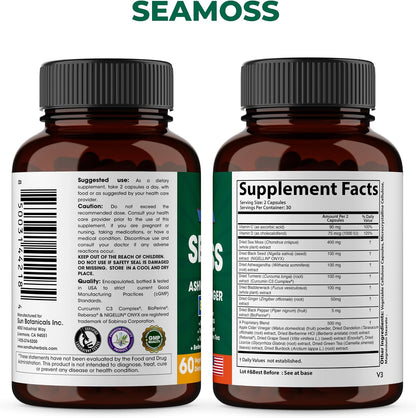 Sandhu Herbals Bundle - Sea Moss, Shilajit, Black Seed Oil, Ashwagandha, Ginger, Rhodiola Rosea, Panax Ginseng, Stinging Nettle