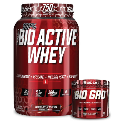 iSatori Bio-GRO Chocolate Ice Cream (60 Servings) & Bio-Active Whey Protein Powder