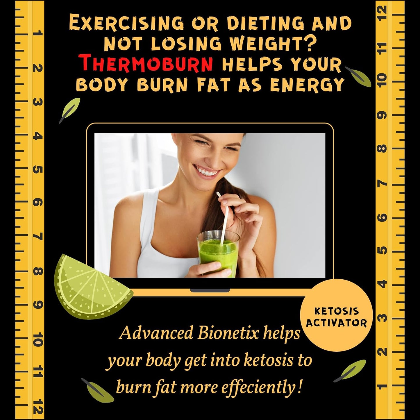 Advanced Bionetix ThermoBurn™ Ketosis Activator Keto Supplement + Apple Cider Vinegar Capsules Thermogenic Weight Loss. ACV Pills Work Synergistically Hunger Control, Detox, Diet Pills that Work