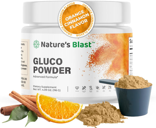 Gluco-Powder | Metabolic Wellness Blend for Energy & Vitality | White Mulberry Extract & Ceylon Cinnamon, Metabolic Wellness Blend, Energy & Vitality. 30 Days Supply. Orange Cinnamon flavor