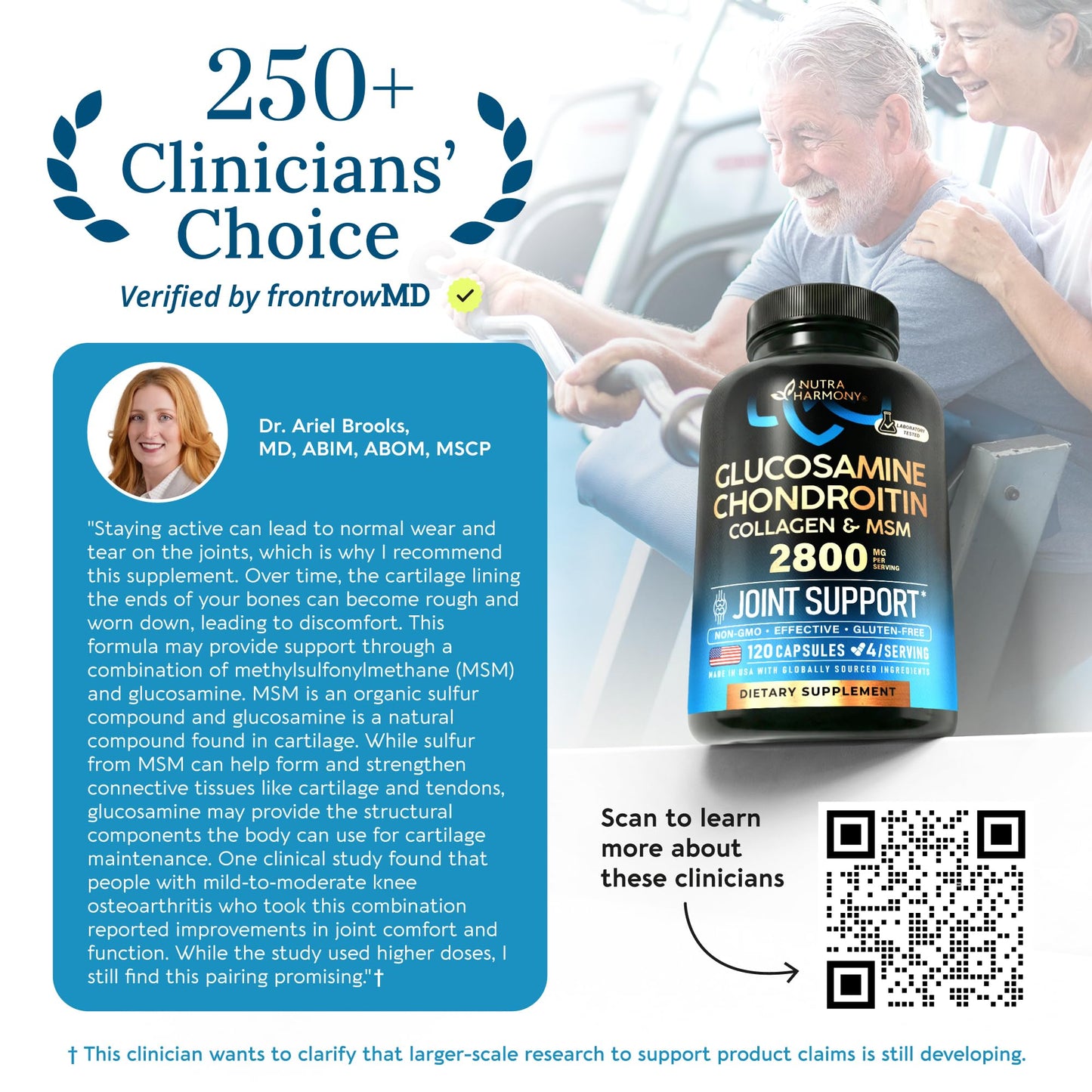 Glucosamine Chondroitin MSM Collagen | HSA | FSA Approved Product Items | Joint & Cartilage Support Supplement 2800 mg | Flexibility Nutritional Vitamins | Lab Tested | For Men & Women | 120 Capsules