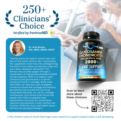 Glucosamine Chondroitin MSM Collagen | HSA | FSA Approved Product Items | Joint & Cartilage Support Supplement 2800 mg | Flexibility Nutritional Vitamins | Lab Tested | For Men & Women | 120 Capsules