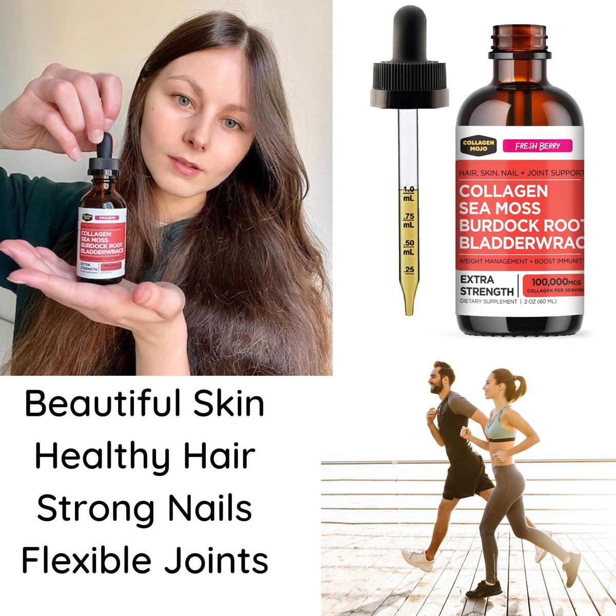 Collagen Mojo Liquid Collagen Peptides with Sea Moss, Burdock Root & Bladderwrack