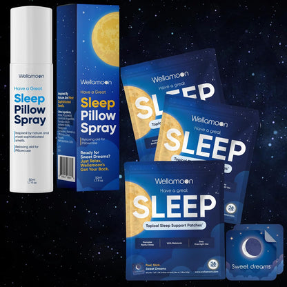 Wellamoon Ultimate Sleep Bundle – Lavender Pillow Spray & 3-Pack Extra Strength Sleep Patches (84 Patches Total) – Long-Lasting Nighttime Support with Melatonin & Valerian