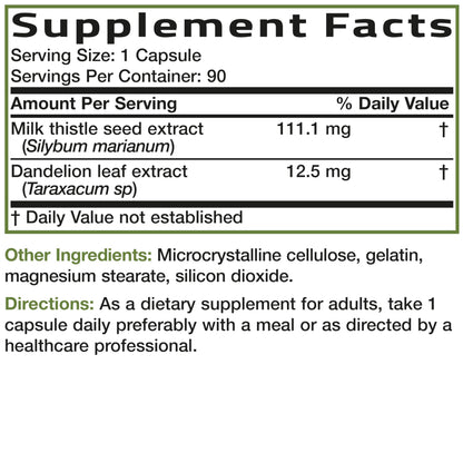 Bronson Milk Thistle Silymarin Marianum & Dandelion Extract, 120 Capsules | 2-in-1 Liver Cleanse, Health, Detox & Antioxidant Support, Non-GMO, Gluten-Free, Soy-Free