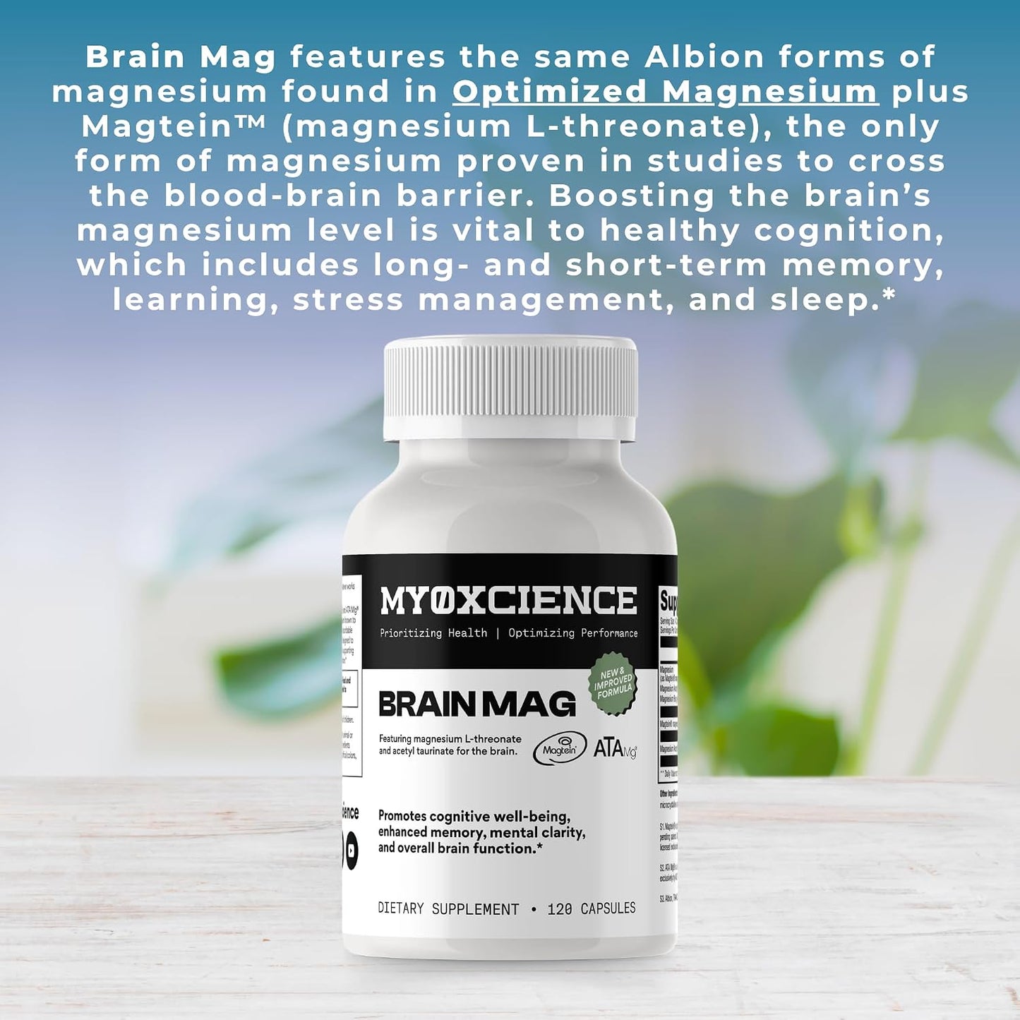 Magnesium L-Threonate + Mag Acetyl-Taurate (ATA Mag) + Mag Glycinate | Promotes Cognitive Well-Being, Enhanced Memory, Mental Clarity and Overall Brain Function | 120 Capsules