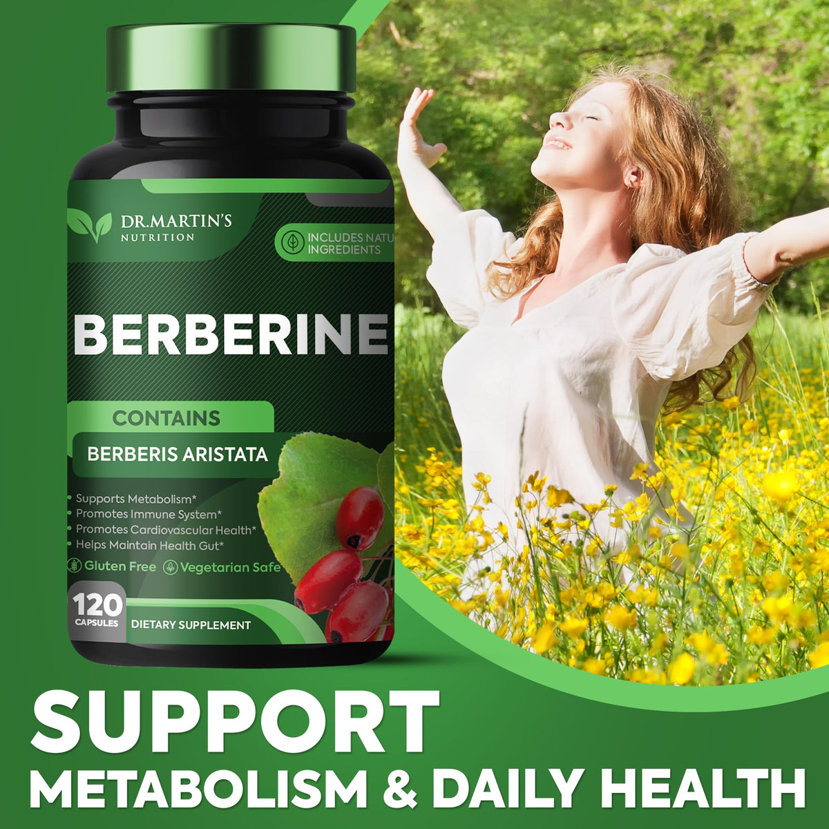 Potent 1200mg Berberine Supplement | 120 Capsules | Berberine HCL Supplement For Healthy
