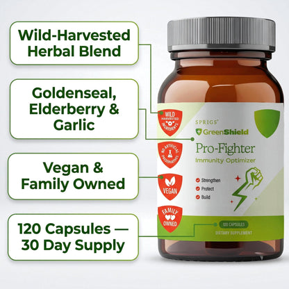 SPRIGS Pro-Fighter Immunity Optimizer Supplement, 2Oz | Comprehensive Immune Support Liquid Formula Blend with Organic Garlic & Goldenseal to Support Your Body's Natural Defense & Respiratory Function