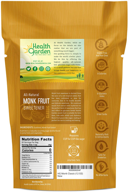 Health Garden Monk Fruit Sweetener, Golden Sugar Substitute - 2.5 lb