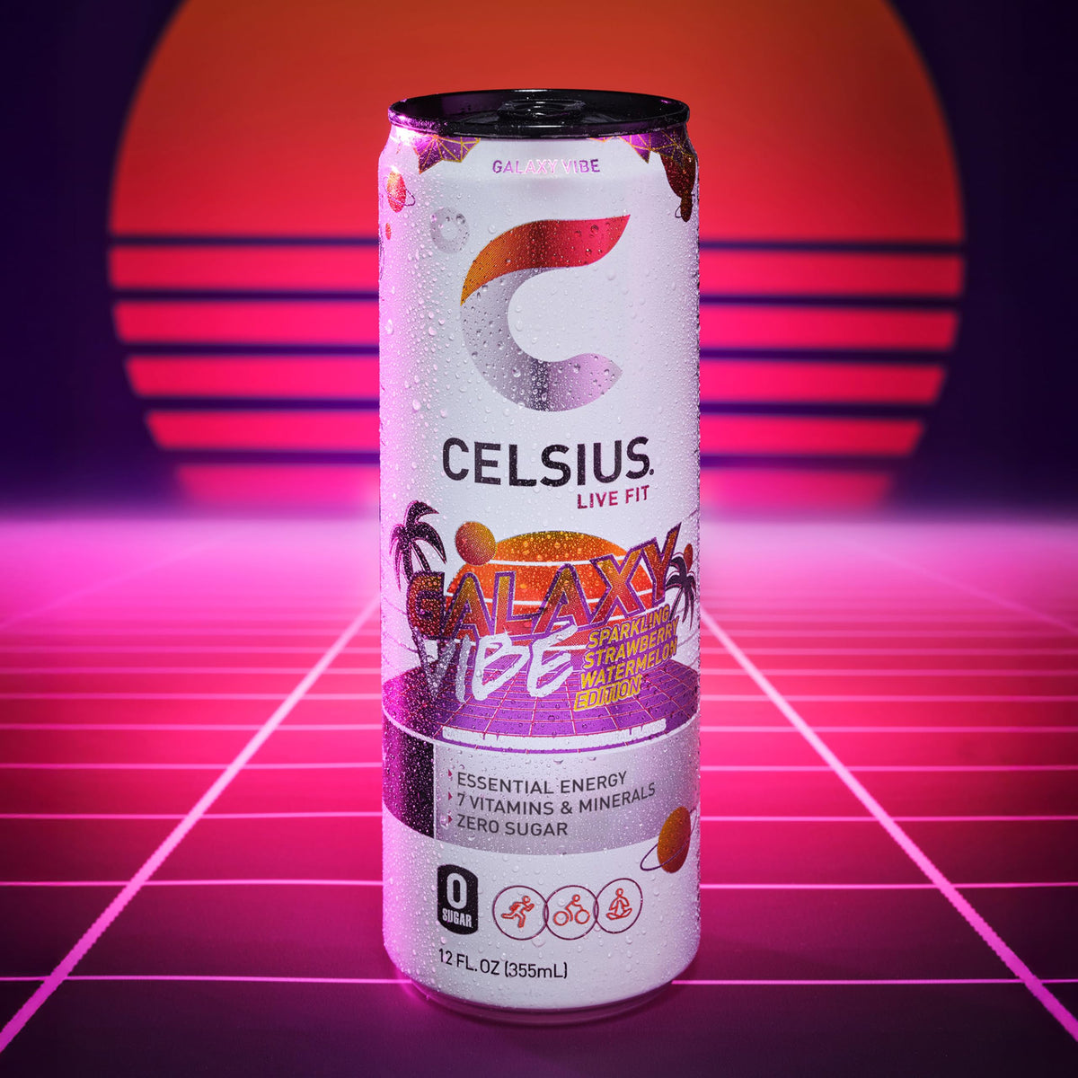 CELSIUS RETRO VIBE Sparkling Sherbet Slush, Sugar Free Energy Drink, 12 Fl Oz (Pack of 12)