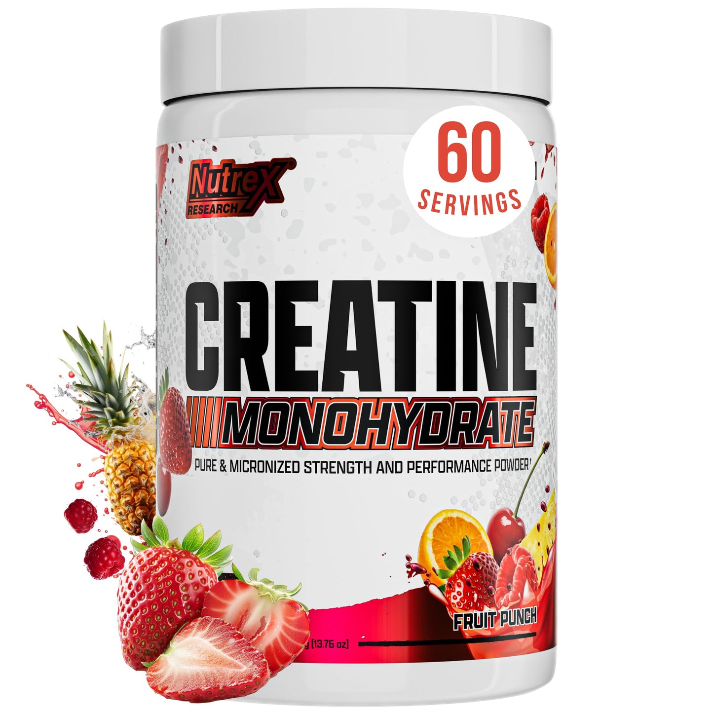 Nutrex Research Flavored Creatine Powder, Fruit Punch | 5g Creatine, Mixes Easily | Supports Energy, Muscle Growth, Energy and Performance | 60 Servings (60 Servings, Fruit Punch)