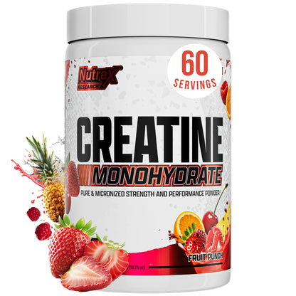 Nutrex Research Flavored Creatine Powder, Fruit Punch | 5g Creatine, Mixes Easily | Supports Energy, Muscle Growth, Energy and Performance | 60 Servings (60 Servings, Fruit Punch)