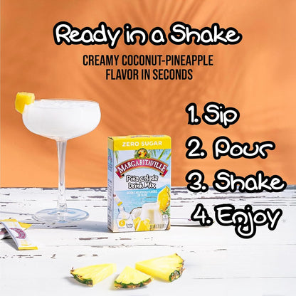 Margaritaville Singles To Go Water Drink Mix - Pina Colada Flavored, Non-Alcoholic Powder Sticks 6 CT, 0.70 Ounce (Pack of 4)