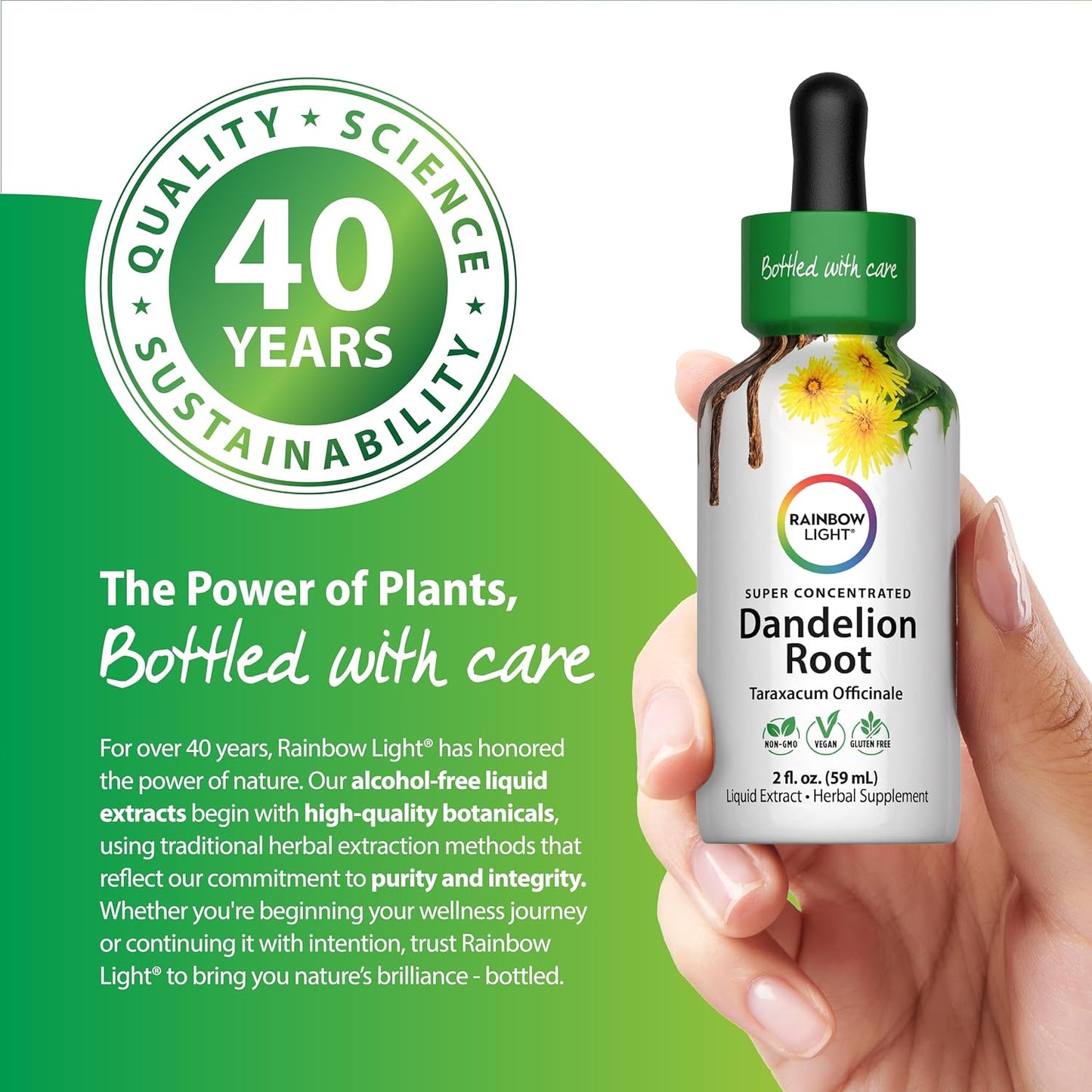 Rainbow Light Dandelion Root Extract Supplement | 2 Fl Oz | Super Concentrated | Alcohol Free | Non-GMO and Gluten Free