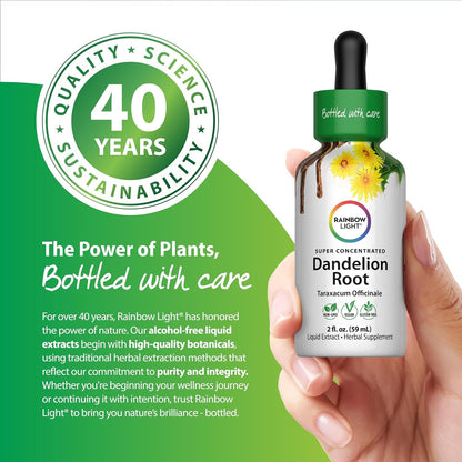 Rainbow Light Dandelion Root Extract Supplement | 2 Fl Oz | Super Concentrated | Alcohol Free | Non-GMO and Gluten Free