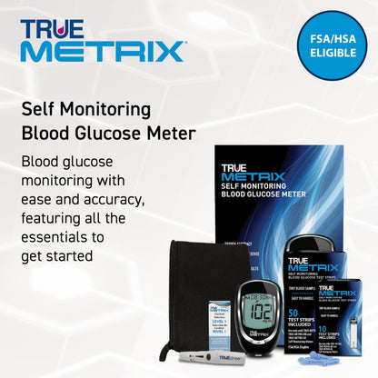 TRUE METRIX GO Meter Value Kit, Blood Glucose Monitor and Testing Supplies | Includes Blood Glucose Meter, Case, 50 Test Strips, Lancing Device - Fast, Easy Testing Supplies for Home Use and Travel