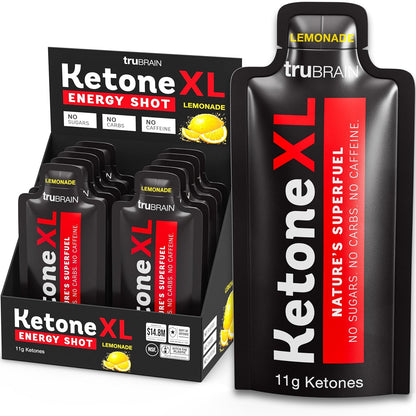 Ketone XL No Caffeine Exogenous Ketones Energy Shots – 10 Pack of Caffeine-Free Energy Drinks with 11g Ketones Per Shot – Sugar Free, Salt Free, Clean Ketone Energy (Lemonade)
