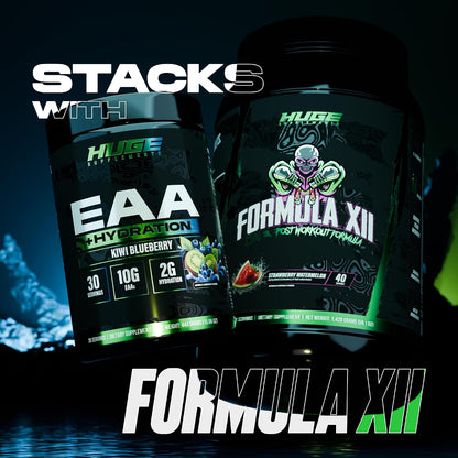 Huge EAA + Hydration, Essential Amino Acids Powder, EAAs & BCAAs, Intra & Post Workout Recovery Powder, Muscle Growth, Recovery & Performance, 10g EAAs & Electrolytes, Kiwi Blueberry, 30 Servings