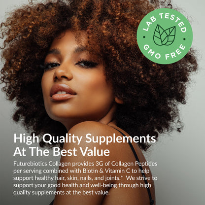 Futurebiotics Collagen Peptides with Biotin & Vitamin C Complex 3-in-1 Formula - for Hair, Skin & Nails Support, Non-GMO, 90 Tablets