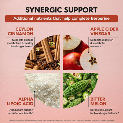 Berberine with Ceylon Cinnamon | Bitter Melon (Karela) | Apple Cider Vinegar | Hawthorn Berry | Citrus Bergamot | Turmeric - 15in1 Supplement for Heart Metabolism & Energy Support - Vegan, 60 Capsules
