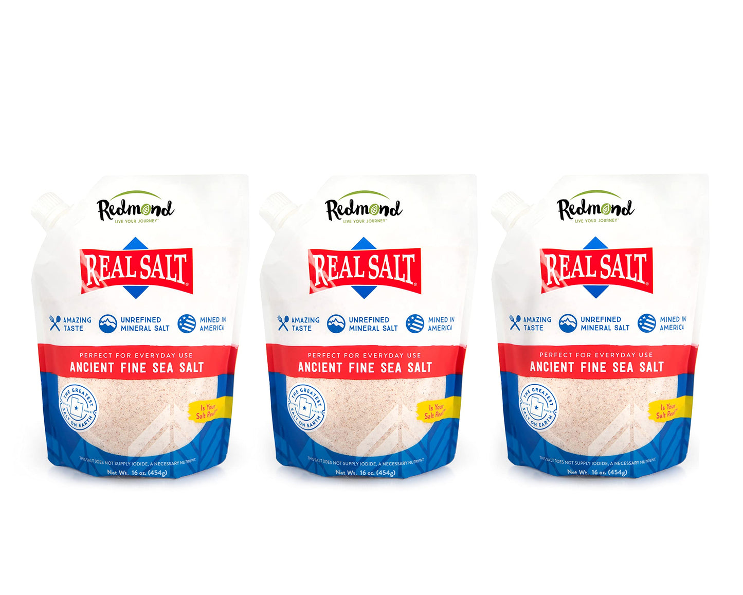 REDMOND Real Sea Salt - Natural Unrefined Gluten Free Fine, 26 Ounce Pouch (1 Pack)
