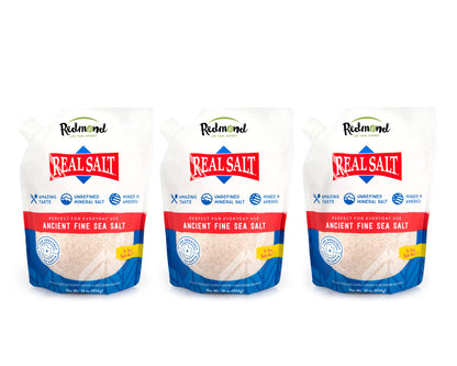 REDMOND Real Sea Salt - Natural Unrefined Gluten Free Fine, 26 Ounce Pouch (1 Pack)